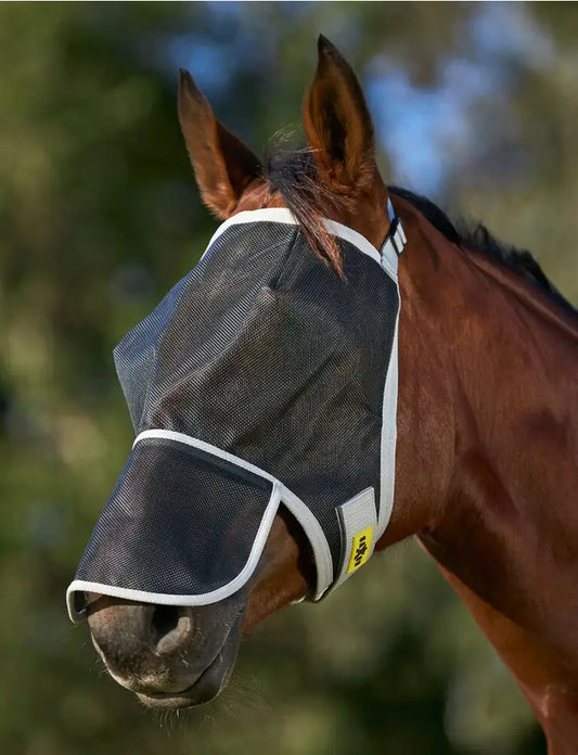 Saxon Buzz Away Fly Mask with Nose Black/Grey