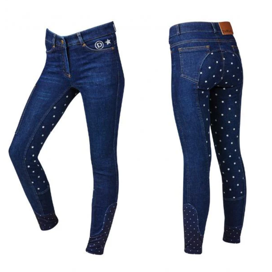 Dublin Shona Silicone Grip Denim Breeches with Stars