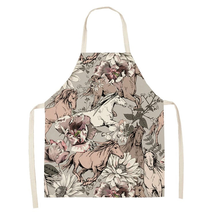 APRON WITH HORSE MOTIFS 100% COTTON