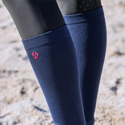 WEATHERBEETA COMPRESSION KNEE LENGTH RIDING SOCK -  NAVY/BRIGHT PINK ADULTS