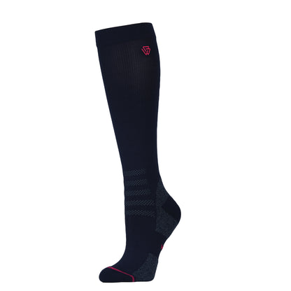 WEATHERBEETA COMPRESSION KNEE LENGTH RIDING SOCK -  NAVY/BRIGHT PINK ADULTS
