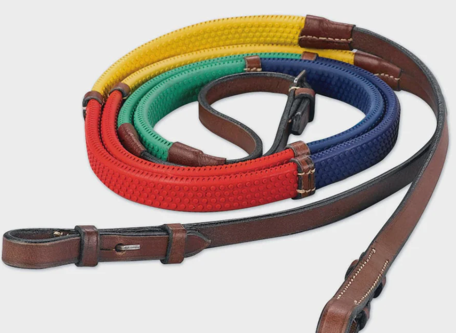 Kincade Rainbow Reins with Hook and Stud Brown/Multi