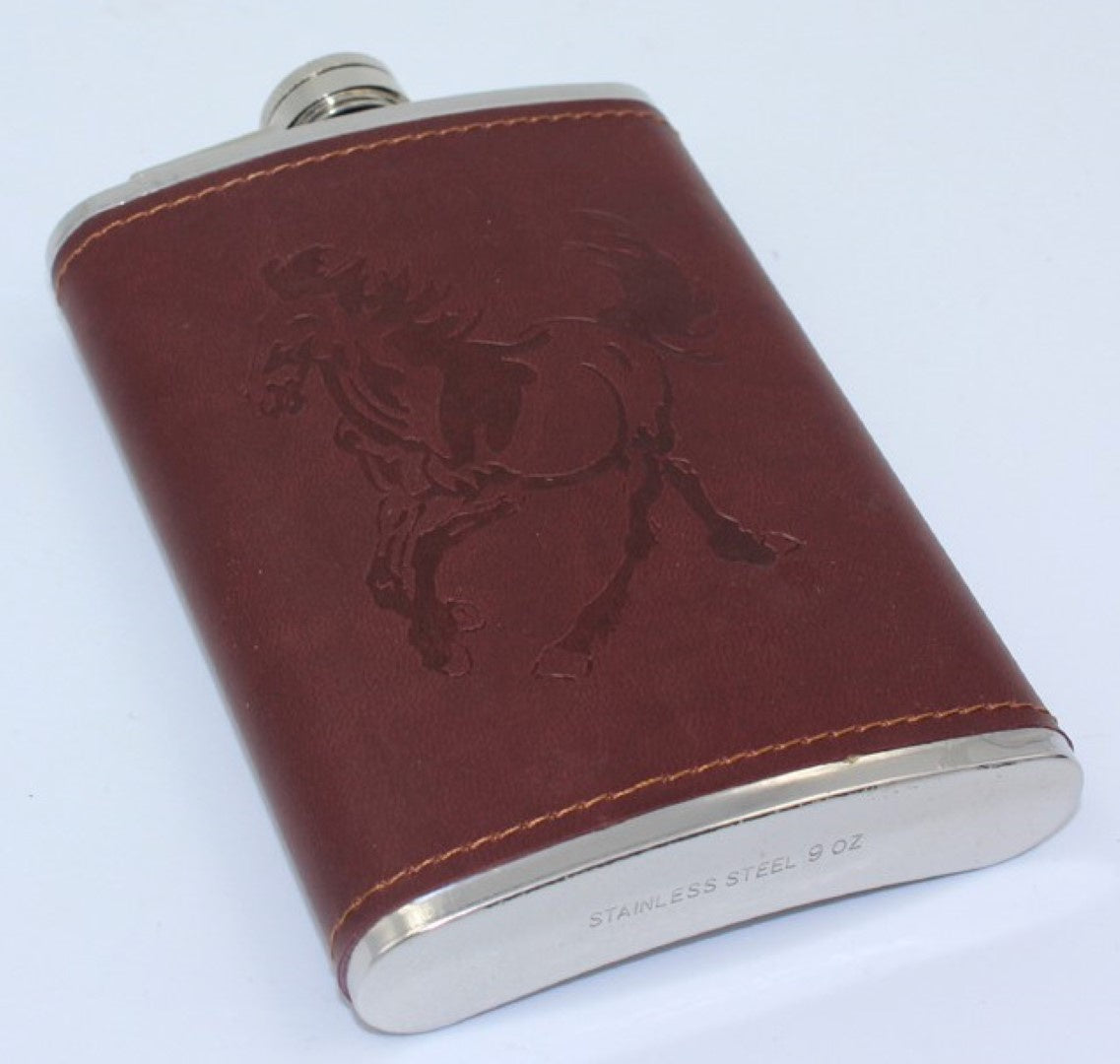 Leather Covered S/S Hip Flask