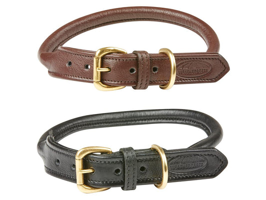 WB Rolled Leather Dog Collar