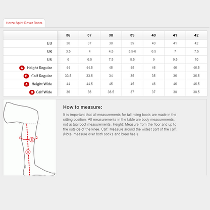Horze Rover Dressage Tall Boot Size 36W & 37W